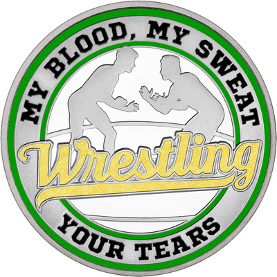 Gold "Wrestling" with Green Outer Circular Borders